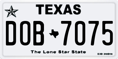 TX license plate DOB7075