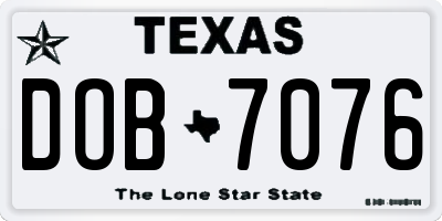 TX license plate DOB7076