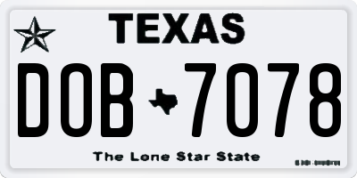 TX license plate DOB7078