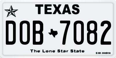 TX license plate DOB7082