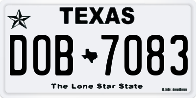TX license plate DOB7083