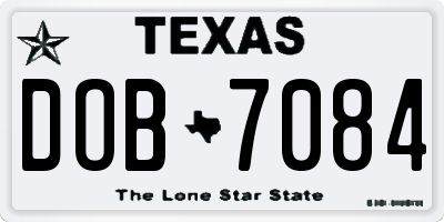 TX license plate DOB7084