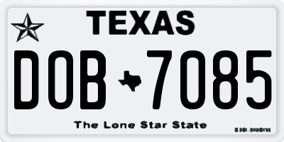 TX license plate DOB7085
