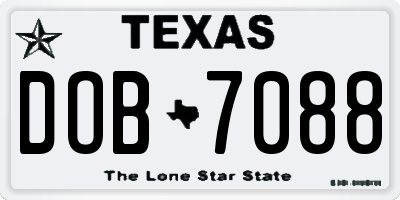 TX license plate DOB7088