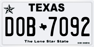 TX license plate DOB7092