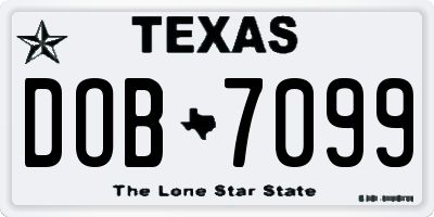 TX license plate DOB7099