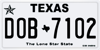 TX license plate DOB7102