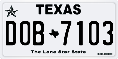 TX license plate DOB7103