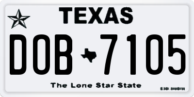 TX license plate DOB7105