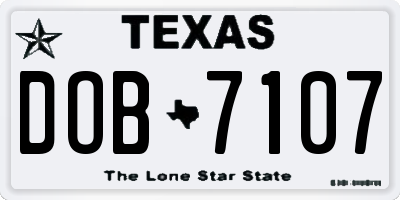 TX license plate DOB7107
