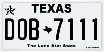 TX license plate DOB7111