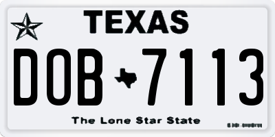 TX license plate DOB7113