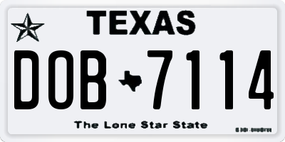TX license plate DOB7114