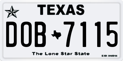 TX license plate DOB7115