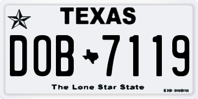 TX license plate DOB7119