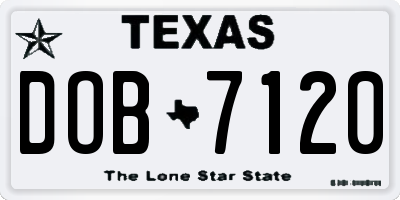 TX license plate DOB7120