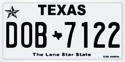 TX license plate DOB7122
