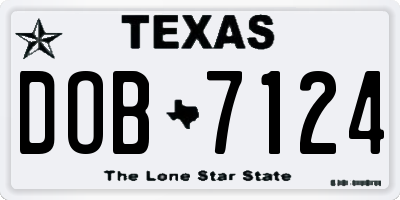 TX license plate DOB7124