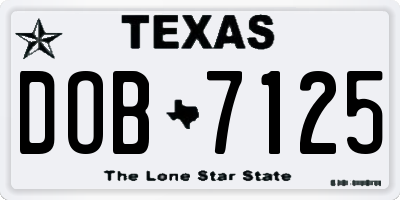 TX license plate DOB7125