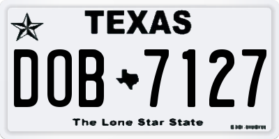 TX license plate DOB7127