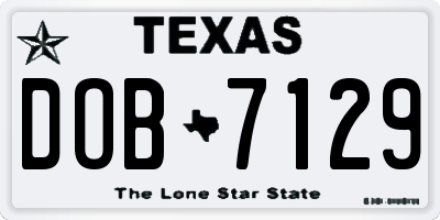 TX license plate DOB7129
