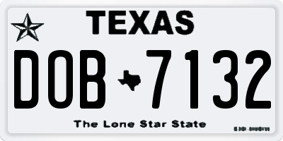 TX license plate DOB7132