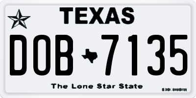 TX license plate DOB7135