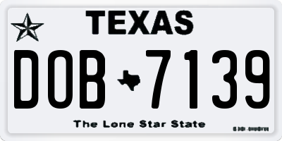 TX license plate DOB7139