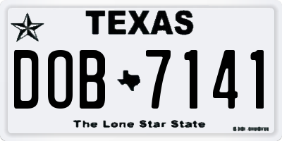 TX license plate DOB7141