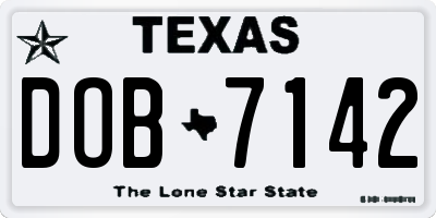 TX license plate DOB7142