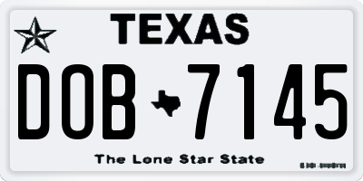 TX license plate DOB7145