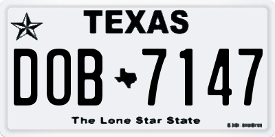 TX license plate DOB7147