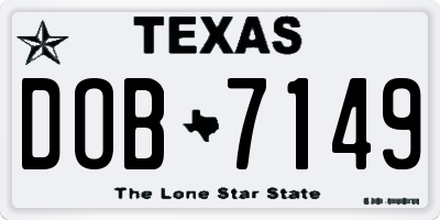 TX license plate DOB7149
