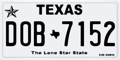 TX license plate DOB7152