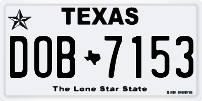 TX license plate DOB7153