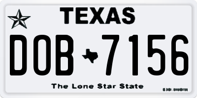 TX license plate DOB7156