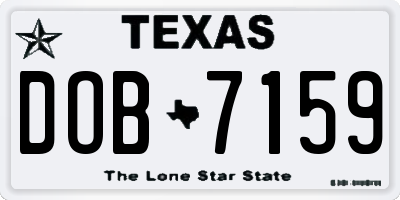 TX license plate DOB7159