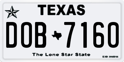 TX license plate DOB7160