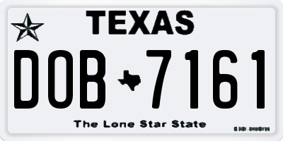TX license plate DOB7161