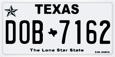 TX license plate DOB7162