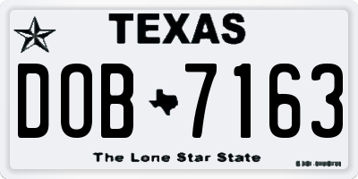 TX license plate DOB7163