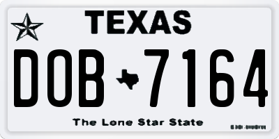 TX license plate DOB7164