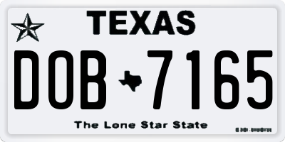 TX license plate DOB7165