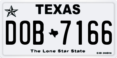 TX license plate DOB7166