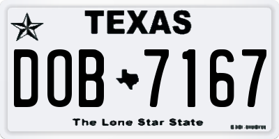 TX license plate DOB7167