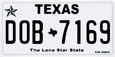 TX license plate DOB7169