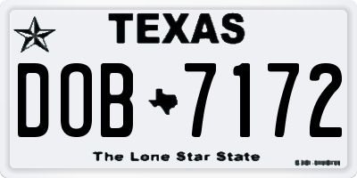 TX license plate DOB7172