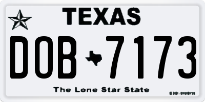 TX license plate DOB7173