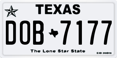 TX license plate DOB7177