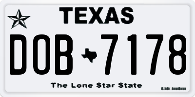 TX license plate DOB7178
